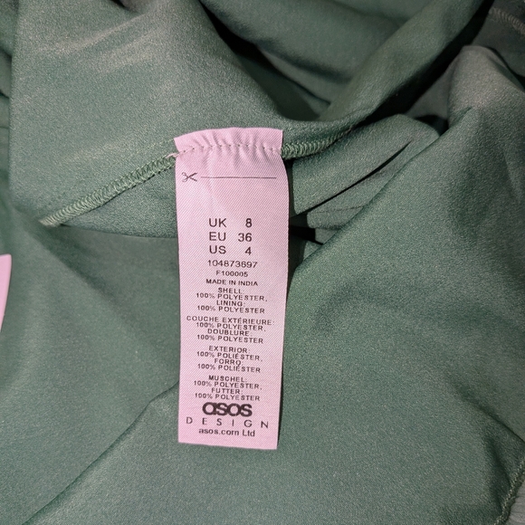 NWT ASOS DESIGN Green Ruffle Cutout Mini Dress Open Back Size US 4 Tiered Skirt - Picture 12 of 13